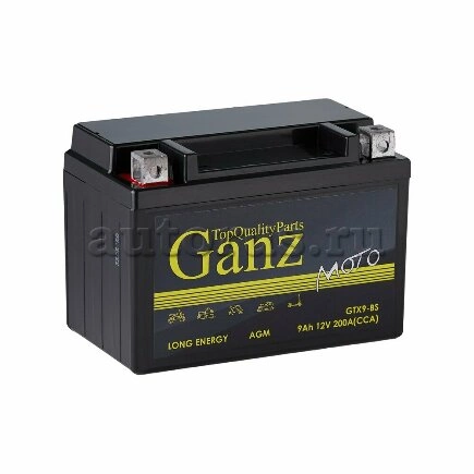 Аккумулятор GANZ мото AGM 9 А/ч Прямая 152x87x107 CCA200 А GTX9-BS купить 2 831 ₽
