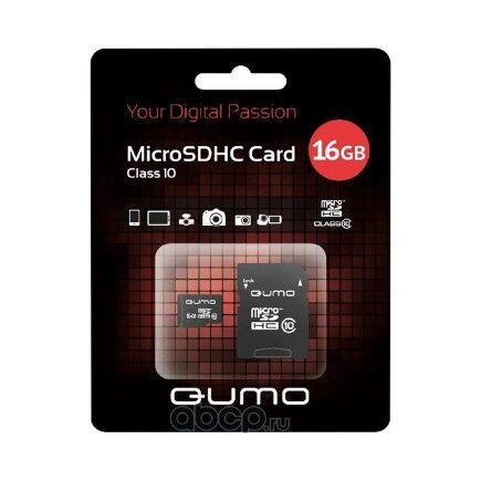 Карта памяти , Secure Digital Micro 16Gb, SDHC, class 10 QUMO купить 411 ₽