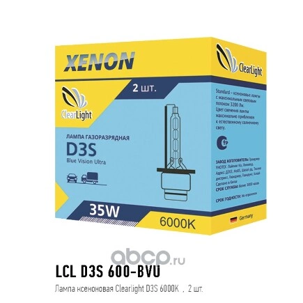 Лампа ксеноновая Clearlight D3S 6000K б/п ClearLight купить 1 524 ₽