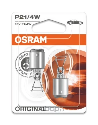 Лампа 12V P21/4W 21/4W BAZ15d OSRAM ORIGINAL LINE 2 шт. блистер купить 338 ₽