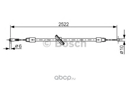 Трос ручника передний L2522 MB Sprinter, VW Crafter 50 1.82.1CDi2.5TDi 06 BOSCH купить 1 520 ₽