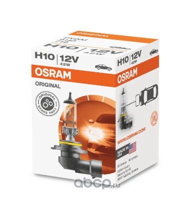 Лампа автомобильная OSRAM  H10 12V42W купить 746 ₽