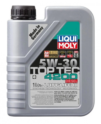 Масло моторное LIQUI MOLY Top Tec 4200 Diesel 5W-30 синтетическое 1 л купить 2 145 ₽