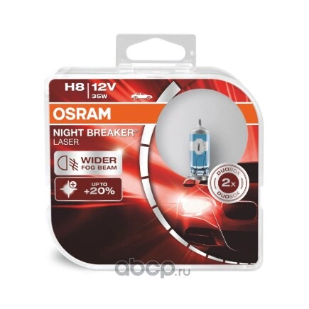 Лампа 12V H8 35W +150% PGJ19-1 OSRAM NIGHT BREAKER LASER купить 4 297 ₽