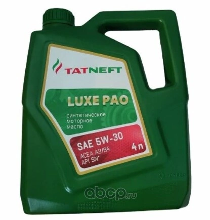 Масло моторное TATNEFT LUXE PAO 5W-30 синтетика 4 л купить 3 203 ₽