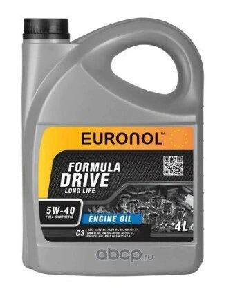 Масло моторное EURONOL DRIVE FORMULA LL 5W-40 4 л купить 1 849 ₽