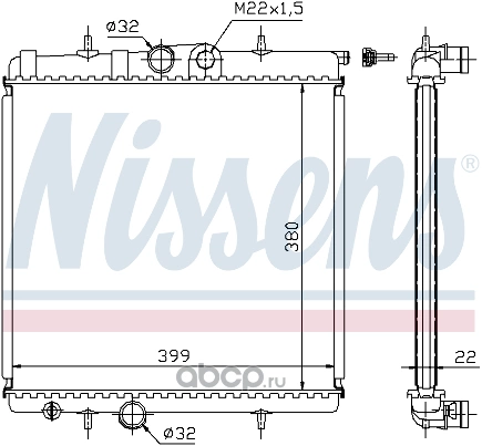 Радиатор основной CITROEN C4/PEUGEOT 206/307 /МКПП NISSENS купить 7 048 ₽