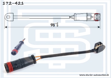 Датчик тормозной передний MER W221   --12.2013   L=98mm купить 80 ₽