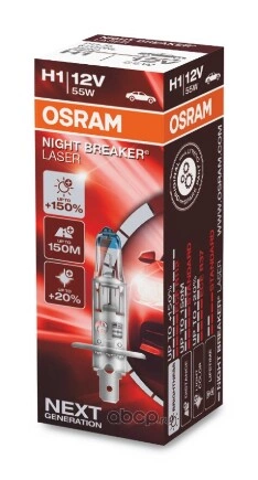 Лампа 12V H1 55W P14,5s OSRAM NIGHT BREAKER LASER купить 1 053 ₽