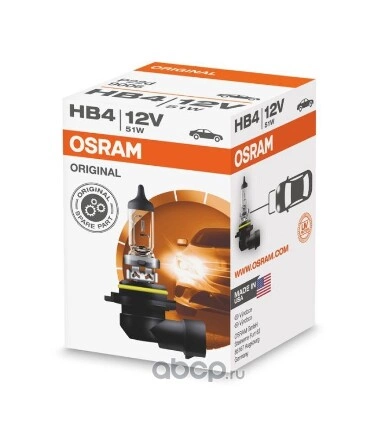 Лампа 12V HB4 51W P22d OSRAM ORIGINAL LINE 1 шт. картон купить 488 ₽