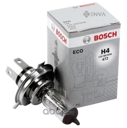 Лампа 12V H4 60/55W P43t BOSCH ECO 1 шт. картон купить 263 ₽