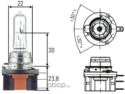 Лампа галогеновая  H15 PGJ23T-1 12V 55/15W 1 шт. купить 2 211 ₽