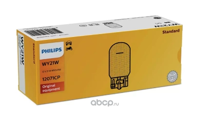 Лампа 12V WY21W 21W 280lm WX3x16d PHILIPS Standard 1 шт. картон купить 393 ₽