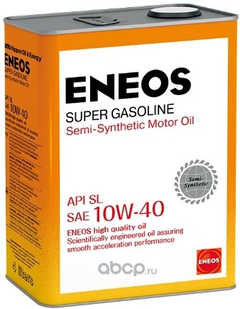 Масло моторное ENEOS Super Gasoline SL 10W-40 полусинтетическое 4 л купить 3 133 ₽