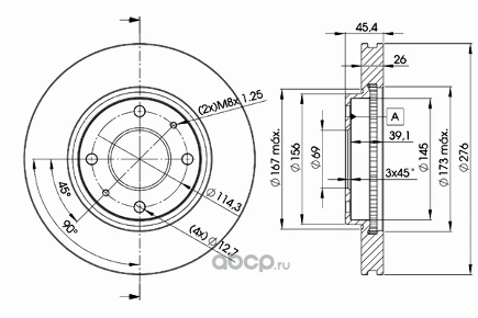 Диск тормозной передний MITSHUBISHI Lancer 9 ICER купить 3 431 ₽