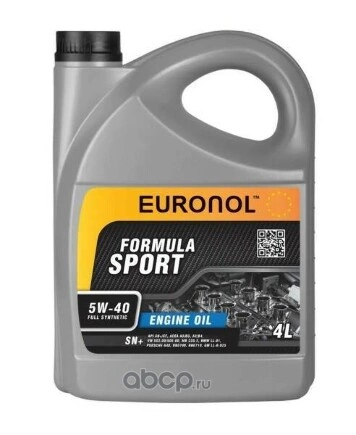 Масло моторное EURONOL SPORT FORMULA 5W-40 4 л купить 2 245 ₽