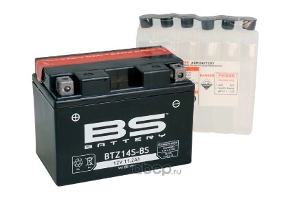 Аккумулятор bs agm, 12в, 11.2 ач 150x88x110, прямая - , ytz14s BS Battery купить 6 720 ₽