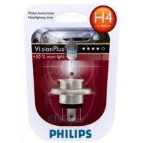 Лампа 12V H4 60/55W +60% PHILIPS VisionPlus 1 шт. блистер купить 911 ₽
