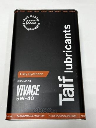 Масло моторное синт. (ПАО) TAIF VIVACE 5W-40 (BLACK), 4л, API SN/CF, ACEA A3/B4, MB 229.5, VW 502 00 TAIF купить 3 493 ₽