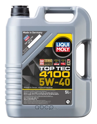 Масло моторное LIQUI MOLY Top Tec 4100 5W-40 синтетическое 5 л 9511/7501/3701 купить 8 849 ₽