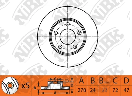 Диск тормозной передний FORD Maverick II/MAZDA Tribute 00-08 /Vent D=278mm NIBK купить 6 980 ₽