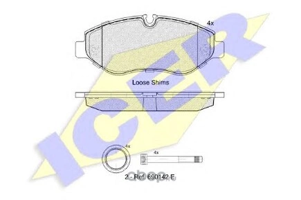 Колодки передние MB W639/3/5T-Sprinter/VW Crafter 30-50/Type Brembo ICER купить 3 053 ₽