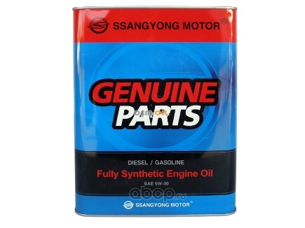 Масло моторное SSANG YONG Diesel/Gasoline Fully Synthetic 5W-30 синтетическое 4 л купить 3 632 ₽