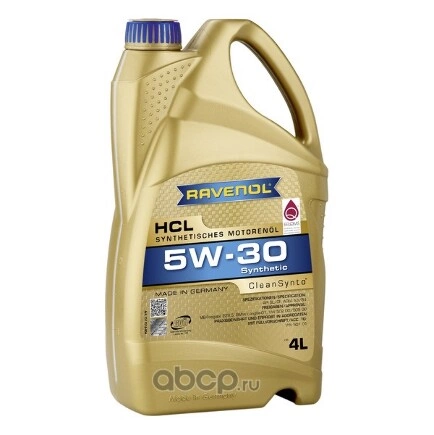 Масло моторное 5W-30 4л HCL (синтетика) Ravenol купить 6 000 ₽