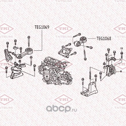 Опора двигателя передняя правая верхняя HONDA Civic/Stream 05-> TATSUMI купить 2 721 ₽