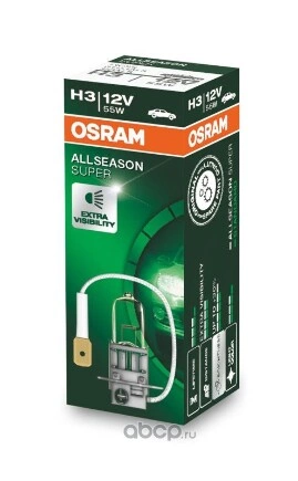 Лампа 12V H3 55W PK22s OSRAM ALLSEASON 1 шт. картон купить 358 ₽