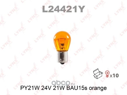 Лампа 24V PY21W 21W BAU15s LYNXauto Orange 1 шт. картон купить 65 ₽