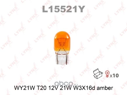 Лампа 12V WY21W 21W W3x16d LYNXauto AMBER 1 шт. картон купить 147 ₽