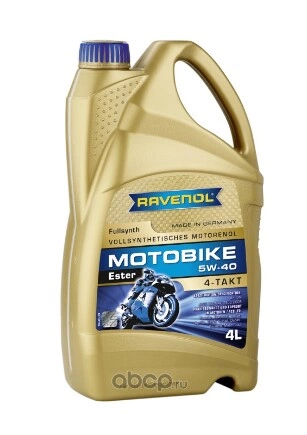 Масло моторное Ravenol Motobike 4-T Ester 5W-40 синтетика 4 л купить 6 529 ₽