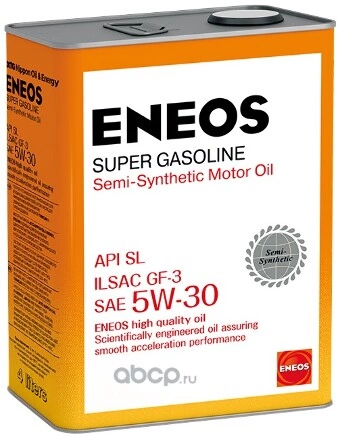 Масло моторное ENEOS Super Gasoline SL 5W-30 полусинтетическое 4 л купить 2 749 ₽