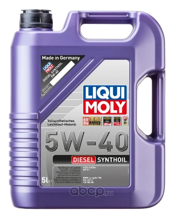 Масло моторное Liqui moly 5W-40 синтетика 5 л купить 6 441 ₽