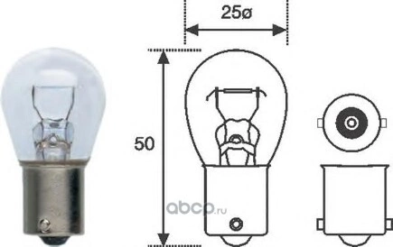 Лампа 12V P21W 21W (упаковка 10 шт.) MAGNETI MARELLI Standart купить 28 ₽