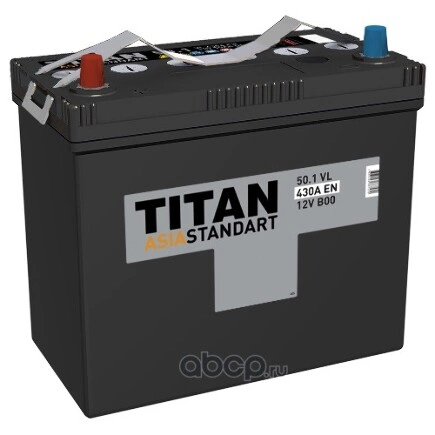 Аккумулятор TITAN ASIA STANDART 50 А/ч Прямая 236x128x221 EN430 А купить 7 435 ₽