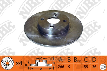 Диск тормозной задний TOYOTA Corolla E11 /D=266mm NIBK купить 4 053 ₽