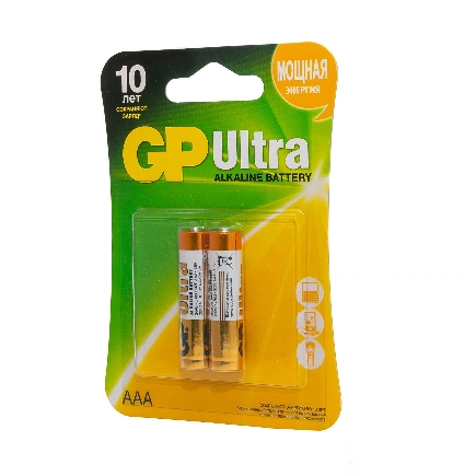 Батарейка алкалиновая GP Batteries Ultra Alkaline AAA 1,5V упаковка 2 шт. купить 155 ₽