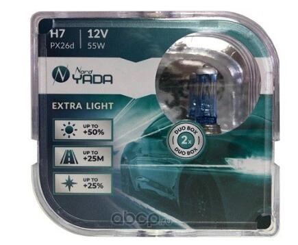 Лампа H7 12V 55W EXTRA LIGHT +50 Plastic case - 2шт Nord YADA купить 651 ₽