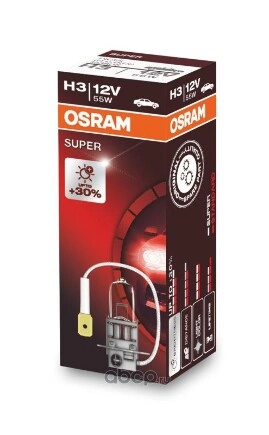 Лампа 12V H3 55W +30% PK22s OSRAM SUPER 1 шт. картон купить 291 ₽