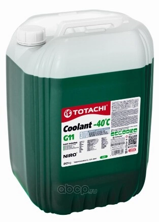 Антифриз TOTACHI Niro Coolant Green G11 готовый -40C зеленый 20 кг 4589904526824 купить 3 268 ₽