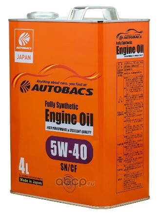 Масло моторное AUTOBACS Engine Oil 5W-40 синтетическое 4 л купить 4 008 ₽