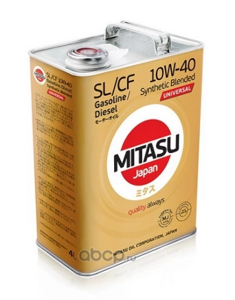 Масло моторное Mitasu UNIVERSAL SL/CF MJ-125 10W-40 полусинтетическое 4 л купить 2 775 ₽