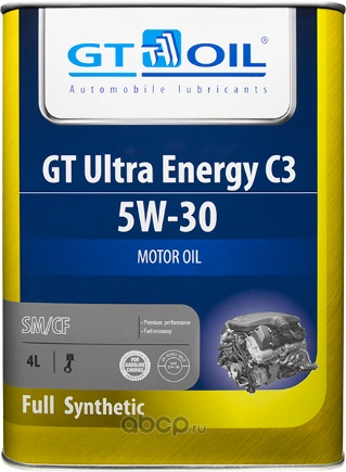 Масло моторное GT OIL GT Ultra Energy C3 5W-30 синтетическое 4 л купить 4 105 ₽