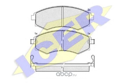 Колодки передние HYUNDAI Elantra 00-06/Matrix 04-> ICER купить 2 039 ₽