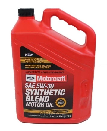 Масло моторное MOTORCRAFT Synthetic Blend 5W-30 полусинтетика 4.73 л купить 5 168 ₽