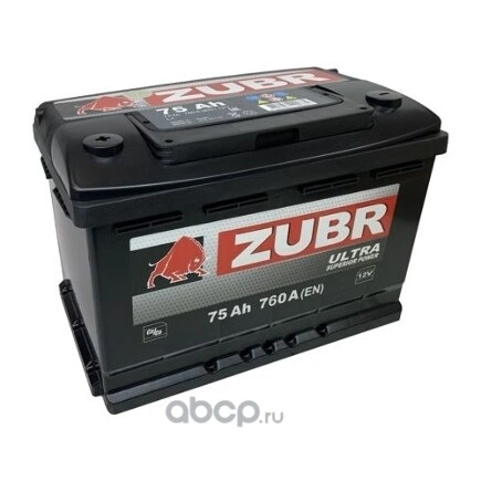 АКБ ZUBR Ultra 75Ah L+ (ZU751) (+/-) 12V 760A EN 278x175x190 ZUBR купить 8 639 ₽