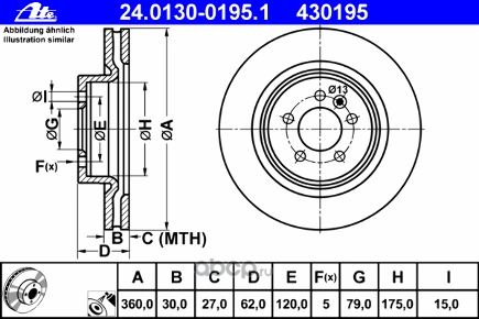 Диск тормозной передний LAND ROVER Range RoverIII/Discovery III/IV ATE купить 12 047 ₽