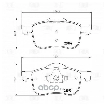 Колодки передние Volvo S60 (00-)/S80 (98-)/XC70 (02-) →TRIALLI купить 2 241 ₽